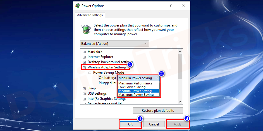 default network adapter settings windows 10