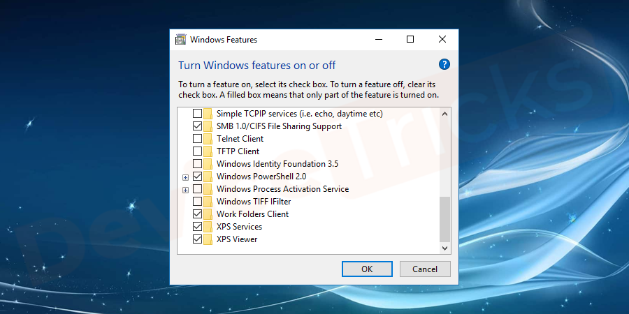 Now, again launch the Control Panel and move to the ‘Programs and Features’ section. And again select ‘Turn Windows features on or off’ and then select the game that you have unchecked earlier. This time, make sure the box is check marked.